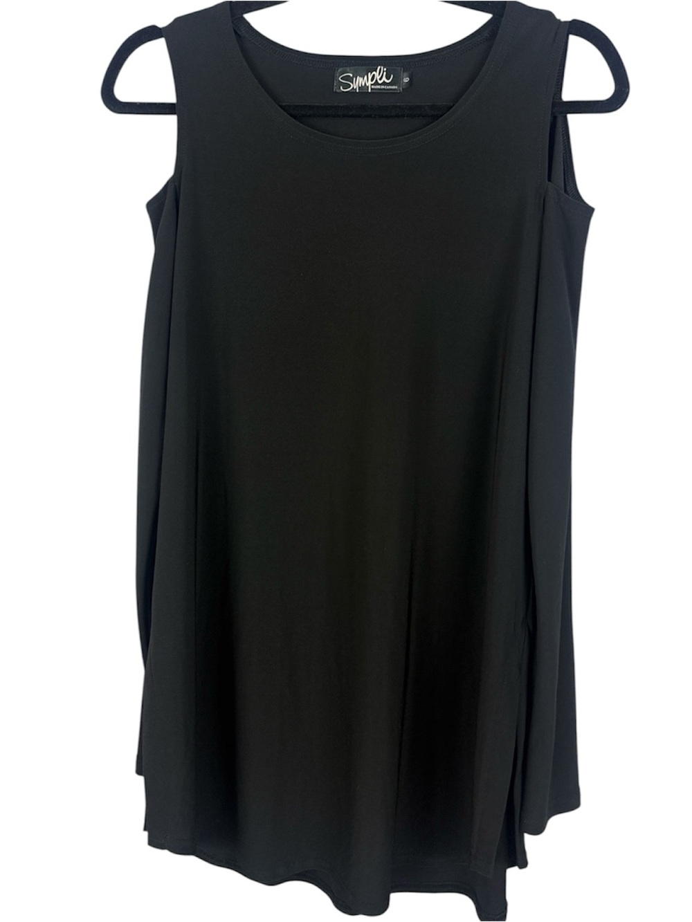 Sympli Black Cold Shoulder Long Sleeve Tunic Top Side Slit Size 6 Canada